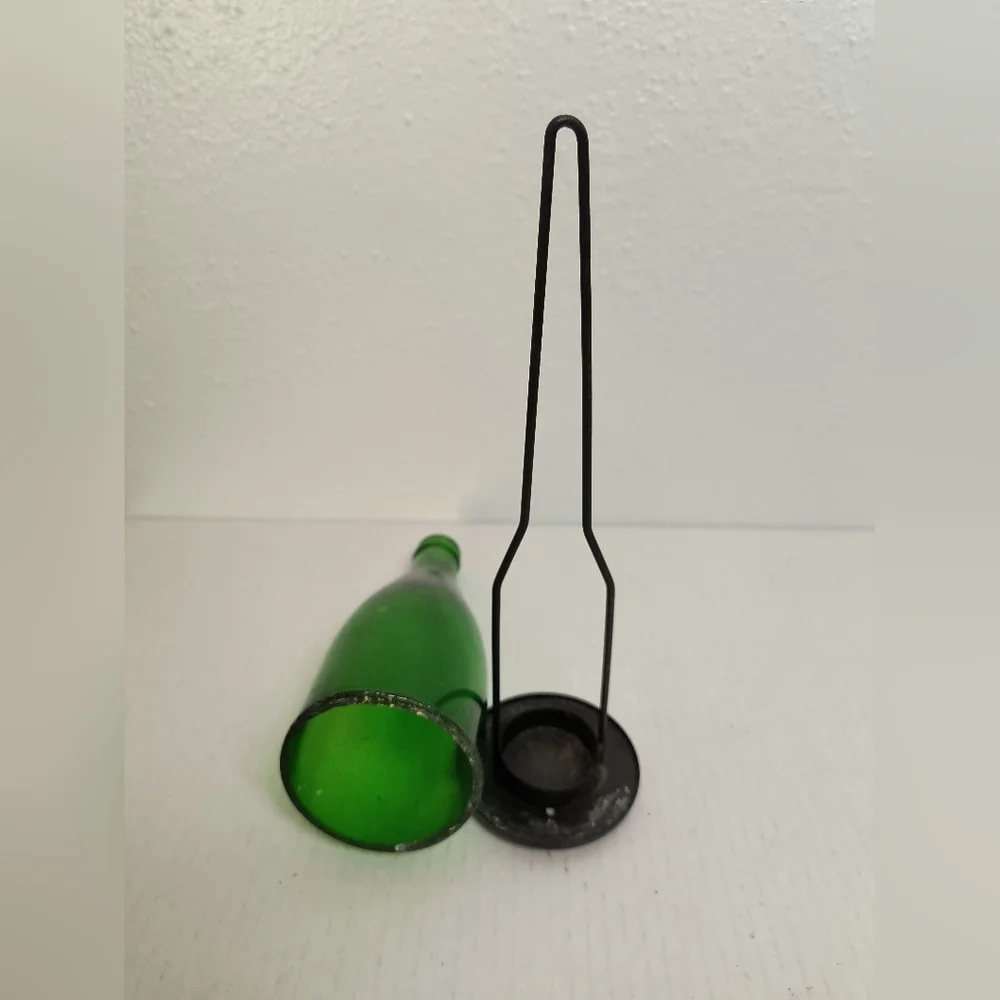 Vintage Wine Bottle Lamtern Glass Green